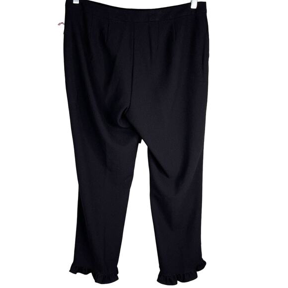 Nanette Lepore Pants Very Black 10 Ruffle Hem Ankle New - Picture 2 of 11